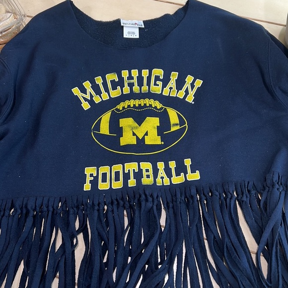 Michigan state football fringe crop navy sweater - Picture 4 of 8